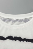 Casual Striped Patchwork Basic O Neck Tops