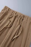 Fashion British Style Solid O Neck Long Sleeve Two Pieces