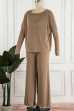 Fashion British Style Solid O Neck Long Sleeve Two Pieces