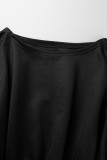 Elegant Solid Patchwork Fold O Neck Waist Skirt Dresses