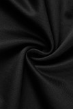 Elegant Solid Patchwork Fold O Neck Waist Skirt Dresses