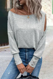 Casual Solid Buttons Asymmetrical Collar Tops