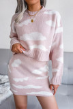 Casual Geometric Patchwork Contrast O Neck Long Sleeve Two Pieces