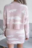 Casual Geometric Patchwork Contrast O Neck Long Sleeve Two Pieces