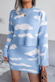 Casual Geometric Patchwork Contrast O Neck Long Sleeve Two Pieces