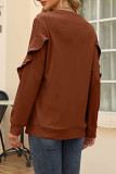Casual Solid Flounce O Neck Tops