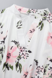 Elegant Print Printing V Neck Tops