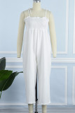 Elegant Solid Frenulum Solid Color Spaghetti Strap Loose Jumpsuits