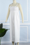 Elegant Solid Frenulum Solid Color Spaghetti Strap Loose Jumpsuits