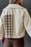Casual Plaid Patchwork Pocket Turndown Collar Outerwear