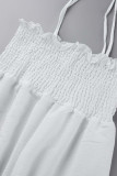 Elegant Solid Frenulum Solid Color Spaghetti Strap Loose Jumpsuits