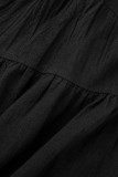 Casual Solid Flounce Fold V Neck Tops