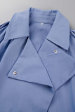 Work Solid Frenulum Turn-back Collar Regular Jumpsuits