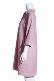 Casual Solid Buckle Turndown Collar One Step Skirt Dresses
