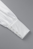 Elegant College Solid Buckle V Neck A Line Dresses