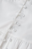 Elegant College Solid Buckle V Neck A Line Dresses