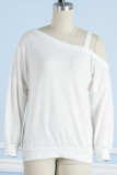 Street Solid Patchwork O Neck Tops