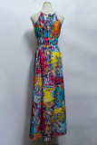 Street Geometric Print Printing Halter A Line Dresses