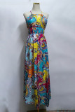 Street Geometric Print Printing Halter A Line Dresses