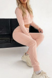 Casual Simplicity Solid Patchwork Zipper Hooded Collar Long Sleeve Two Pieces