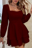 Sweet Elegant Solid Bandage Frenulum Backless Square Collar A Line Dresses