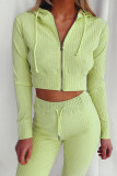 Casual Simplicity Solid Patchwork Zipper Hooded Collar Long Sleeve Two Pieces