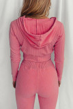 Casual Simplicity Solid Patchwork Zipper Hooded Collar Long Sleeve Two Pieces