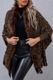 Street Leopard Patchwork Cardigan Collar Outerwear