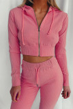 Casual Simplicity Solid Patchwork Zipper Hooded Collar Long Sleeve Two Pieces