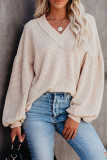 Casual Solid Patchwork V Neck Tops