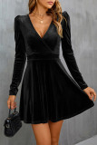 Elegant Solid Solid Color V Neck A Line Dresses