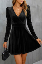 Elegant Solid Solid Color V Neck A Line Dresses
