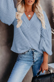 Casual Solid Patchwork V Neck Tops