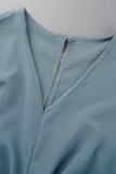 Fashion Street Solid Backless V Neck Loose Jumpsuits