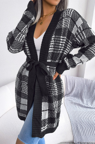 Street Plaid Bandage Patchwork Contrast V Neck Tops