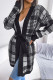 Street Plaid Bandage Patchwork Contrast V Neck Tops
