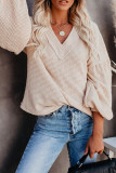 Casual Solid Patchwork V Neck Tops