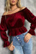 Sexy Solid Flounce Off the Shoulder Tops