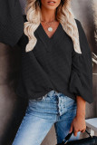 Casual Solid Patchwork V Neck Tops