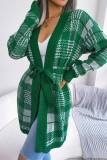 Street Plaid Bandage Patchwork Contrast V Neck Tops