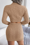 Sweet Elegant Solid Solid Color O Neck Long Sleeve Two Pieces