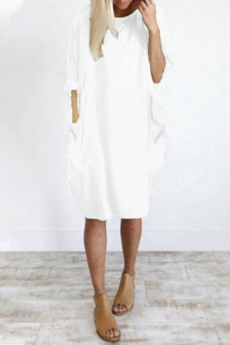 Casual Solid Solid Color O Neck Long Sleeve Dresses