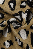 Elegant Animal Print Printing Cardigan Collar Tops