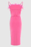 Sweet Solid Patchwork Spaghetti Strap A Line Dresses