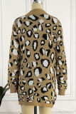 Elegant Animal Print Printing Cardigan Collar Tops