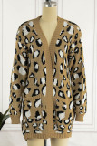 Elegant Animal Print Printing Cardigan Collar Tops