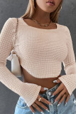 Sexy Solid Solid Color Square Collar Tops