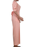 Elegant Solid Backless Solid Color V Neck Jumpsuits