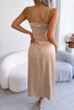 Sexy Elegant Solid Slit Sling Dress Dresses