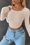 Sexy Solid Solid Color Square Collar Tops